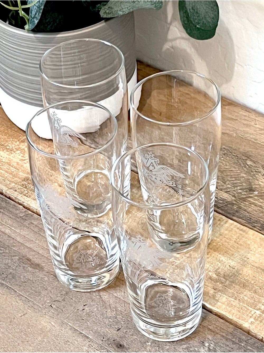 Vintage Anheuser Busch Etched Eagle Logo Highball Glasses Tumblers - Set of 4 - Picture 2 of 3